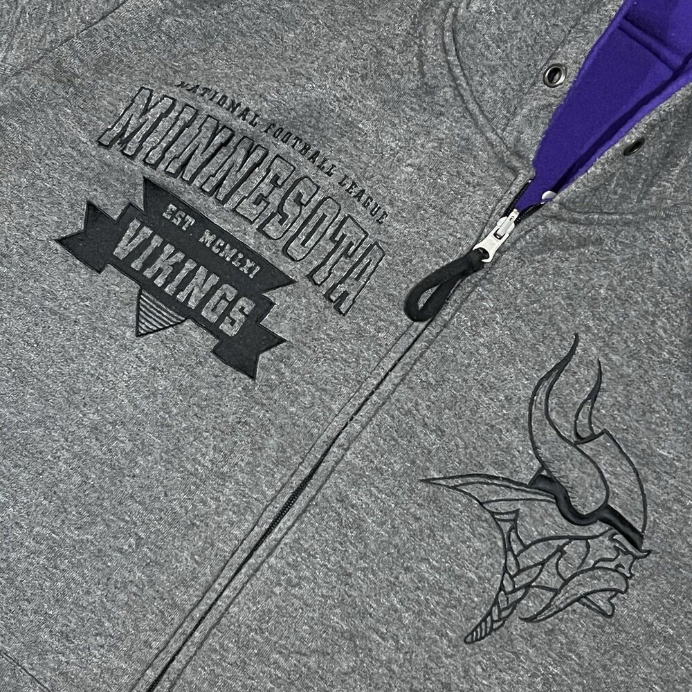 Vintage Minnesota Vikings Reversible Hooded Jacket 2XL Purple/Gray GIII NFL Logo - Picture 16 of 16
